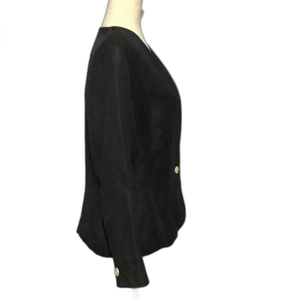 Talbots Classic Black One-Button Blazer Size 12 - image 3